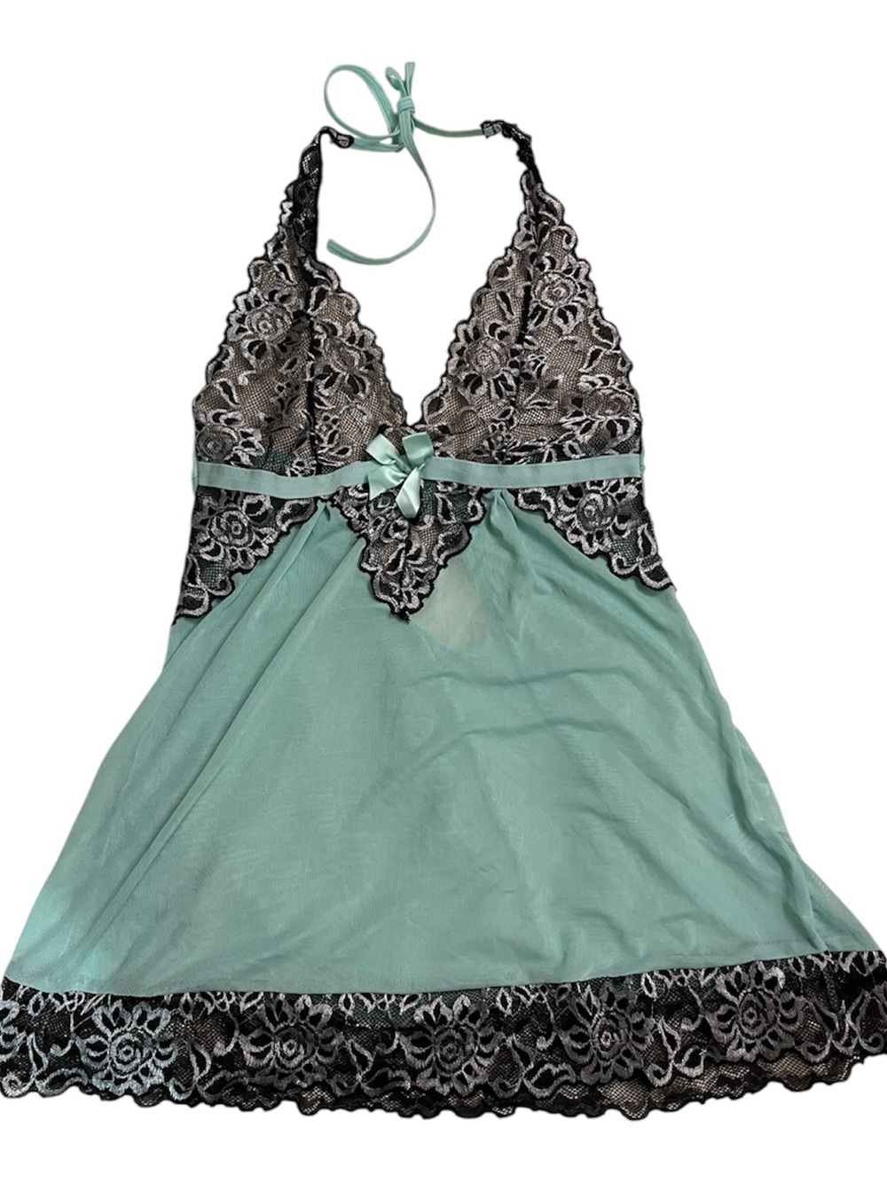 Y2K Lace Trim Halter Neck Cami Slip top with bow